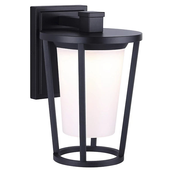 Modern Black LED Outdoor Wall Light with Frosted Glass