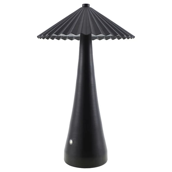 Modern Black LED Table Lamp with Pleated Shade