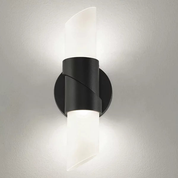 Modern Black LED Indoor Wall Sconce with Frosted Glass