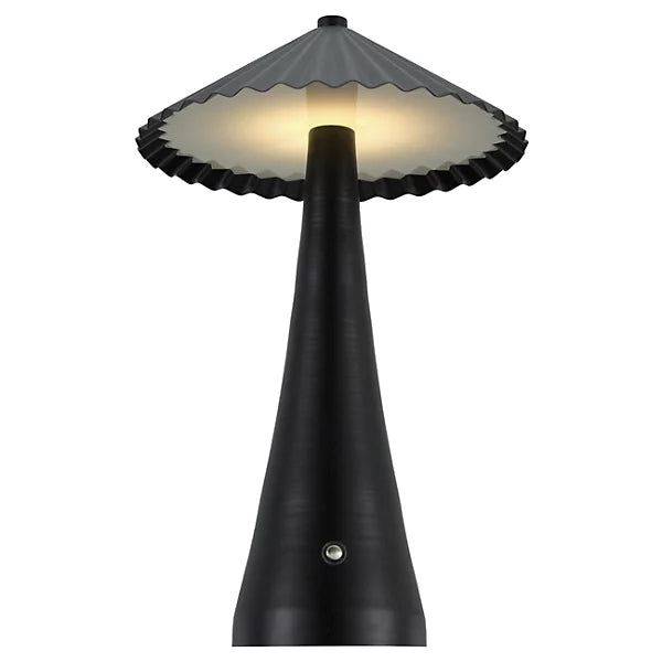 Modern Black LED Table Lamp with Pleated Shade