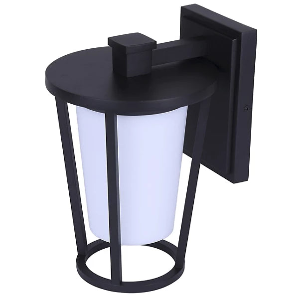 Modern Black LED Outdoor Wall Light with Frosted Glass
