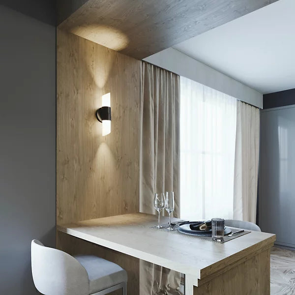 Modern Black LED Indoor Wall Sconce with Frosted Glass