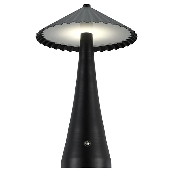 Modern Black LED Table Lamp with Pleated Shade