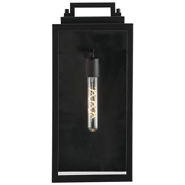 Modern Black Outdoor Wall Lantern with Clear Glass