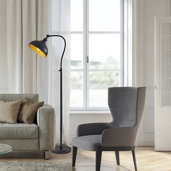 Black & Brass Wallace Standing Floor Lamp for Living Room