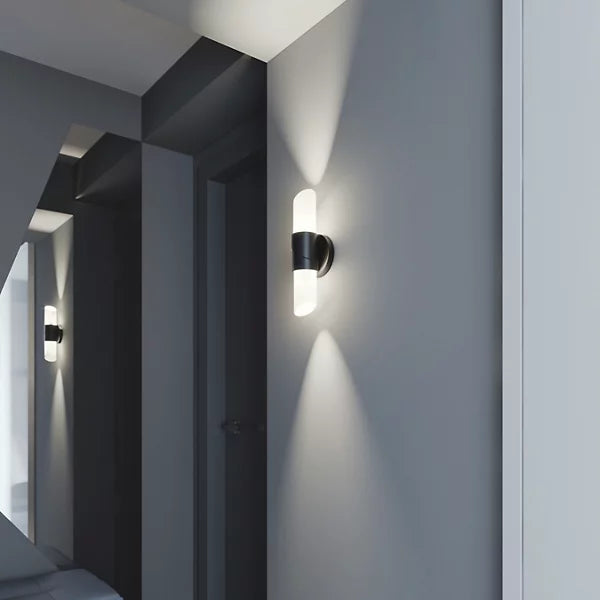 Modern Black LED Indoor Wall Sconce with Frosted Glass