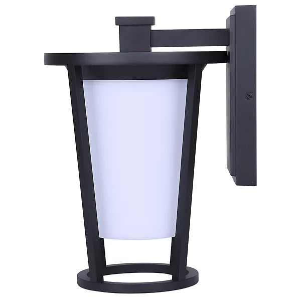 Modern Black LED Outdoor Wall Light with Frosted Glass