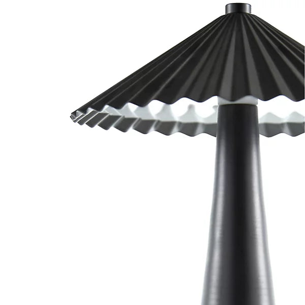 Modern Black LED Table Lamp with Pleated Shade