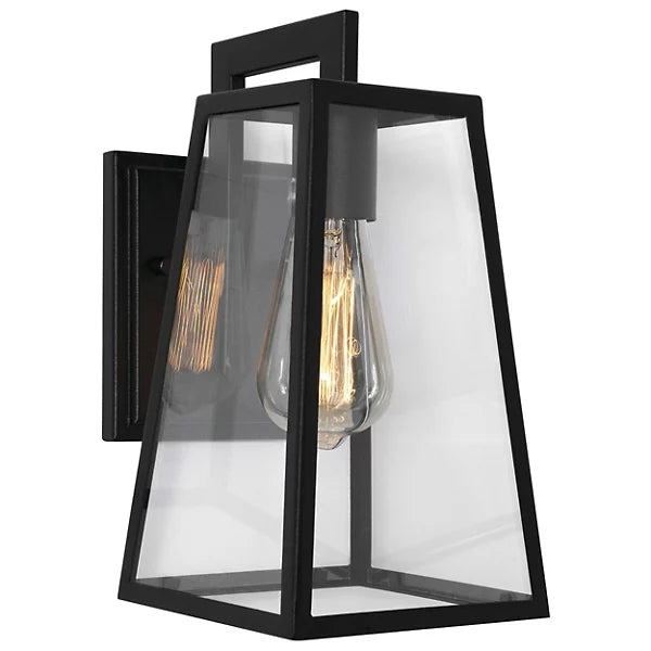 Modern Black Outdoor Wall Light with Clear Glass