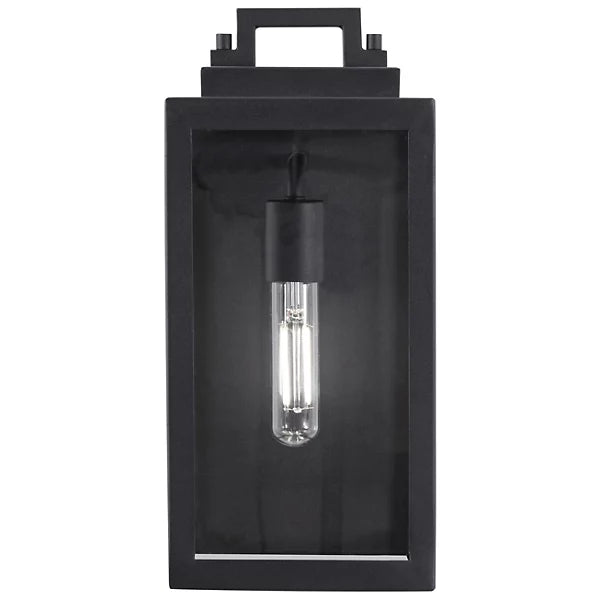 Modern Black Outdoor Wall Lantern with Clear Glass