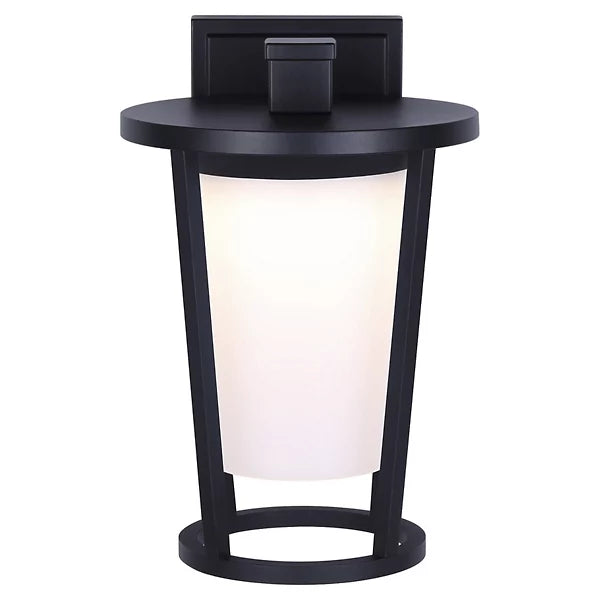 Modern Black LED Outdoor Wall Light with Frosted Glass