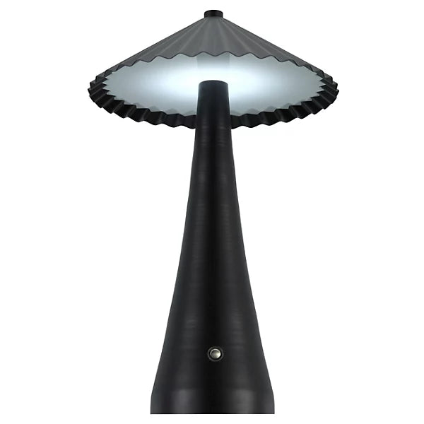 Modern Black LED Table Lamp with Pleated Shade