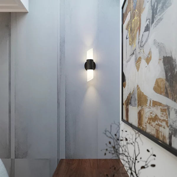 Modern Black LED Indoor Wall Sconce with Frosted Glass